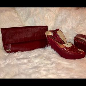 Red Boutique Wedge Leather/Suede Size 10